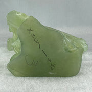 Natural Green Serpentine Phoenix with Double Magpies Birds on Tree with Wooden Stand Display 770.6g 155.0 by 125.0 by 230.0mm - Huangs Jadeite and Jewelry Pte Ltd