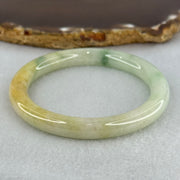 Type A Light Green with Yellow and Blueish Green Patches Jadeite Bangle Internal Diameter 52.0mm 32.14g 7.9 by 8.0mm (Slight Internal Lines) - Huangs Jadeite and Jewelry Pte Ltd