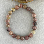 Natural Dark Pink Rhodonite Beads Bracelet 16.08g 14cm 8.1mm 22Beads - Huangs Jadeite and Jewelry Pte Ltd