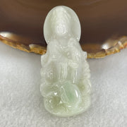 Type A Faint Green Lavender Jadeite Guan Yin Pendant 37.10g 61.8 by 28.3 by 14.3mm - Huangs Jadeite and Jewelry Pte Ltd