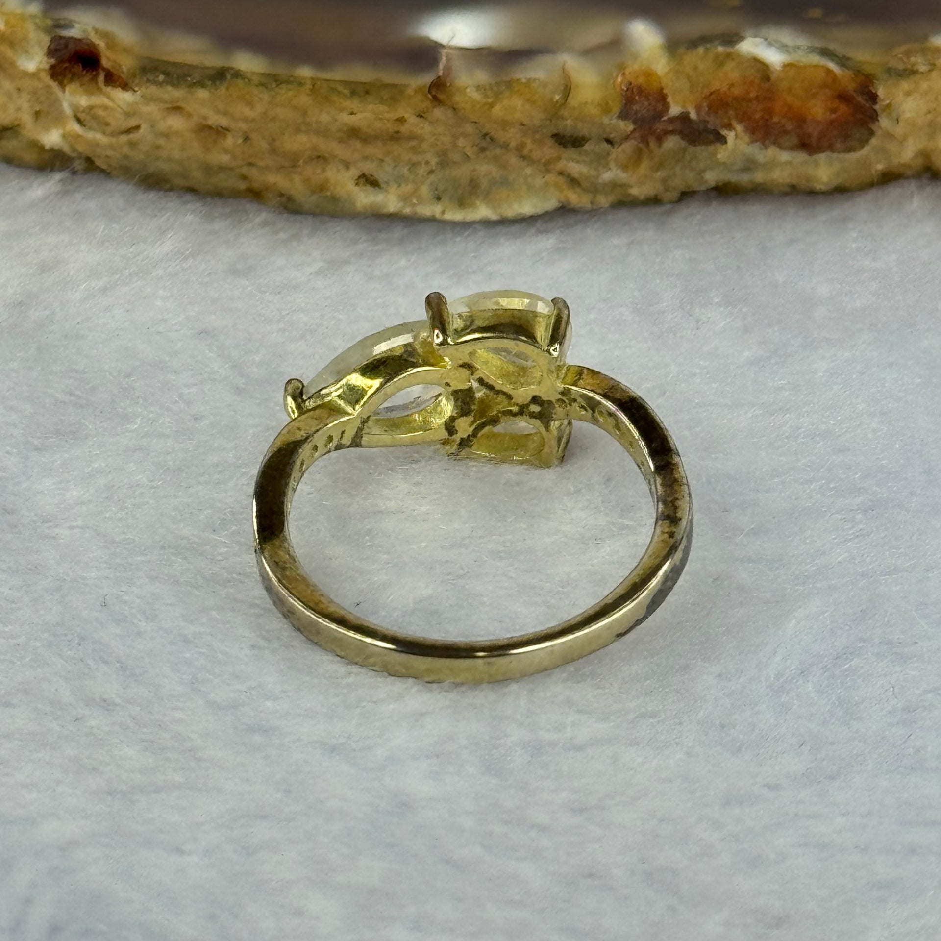 Natural Moonstone In S925 Sliver Ring in Gold Color 2.34g 8.5 by 4.8 by 3.1mm US6 HK13 - Huangs Jadeite and Jewelry Pte Ltd