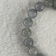 Certified Natural Type A Semi icy Wuyji Grey Jadeite Beads with Lulutong Charm Bracelet 25.45g 15cm 8.4mm 20 Beads - 14.5 by 11.8mm Lulutong - Huangs Jadeite and Jewelry Pte Ltd