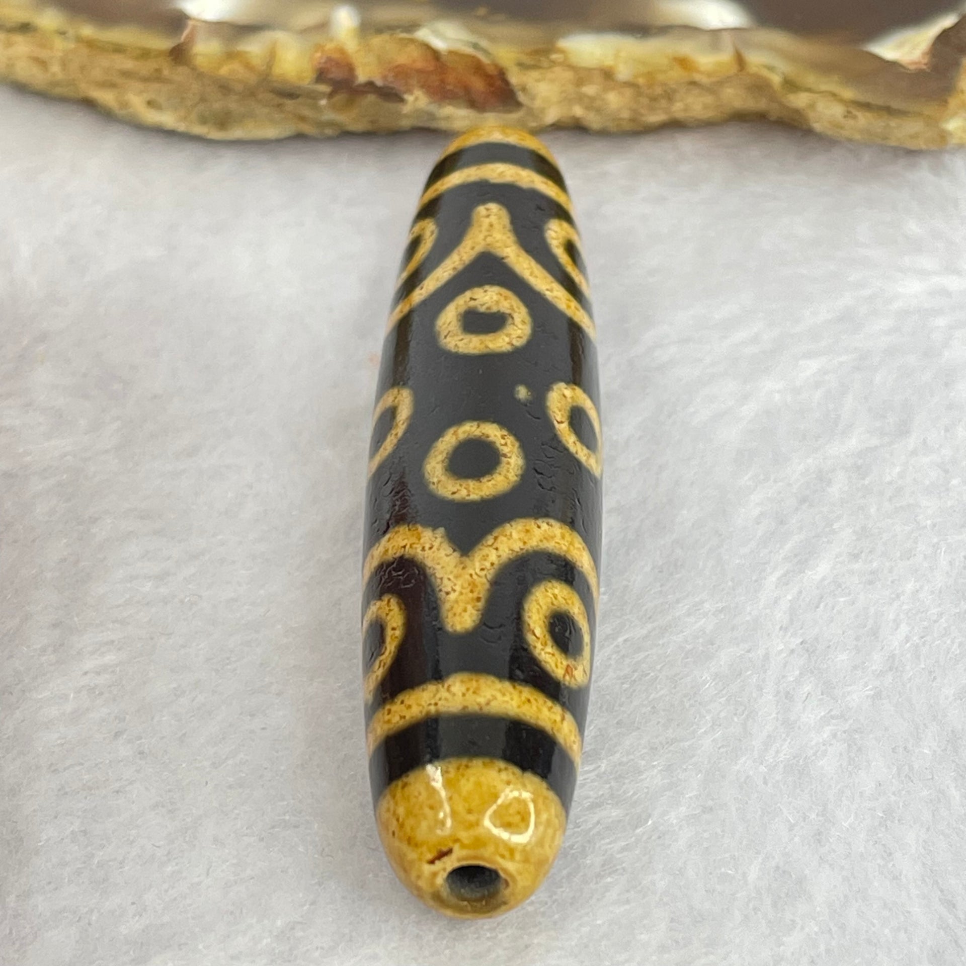 Natural Powerful Tibetan Old Oily Dark and Light Brown Agate 15 Eyes Dzi Bead Heavenly Master (Tian Zhu) 十五眼天诛 15.03g 59.9 by 13.4mm - Huangs Jadeite and Jewelry Pte Ltd