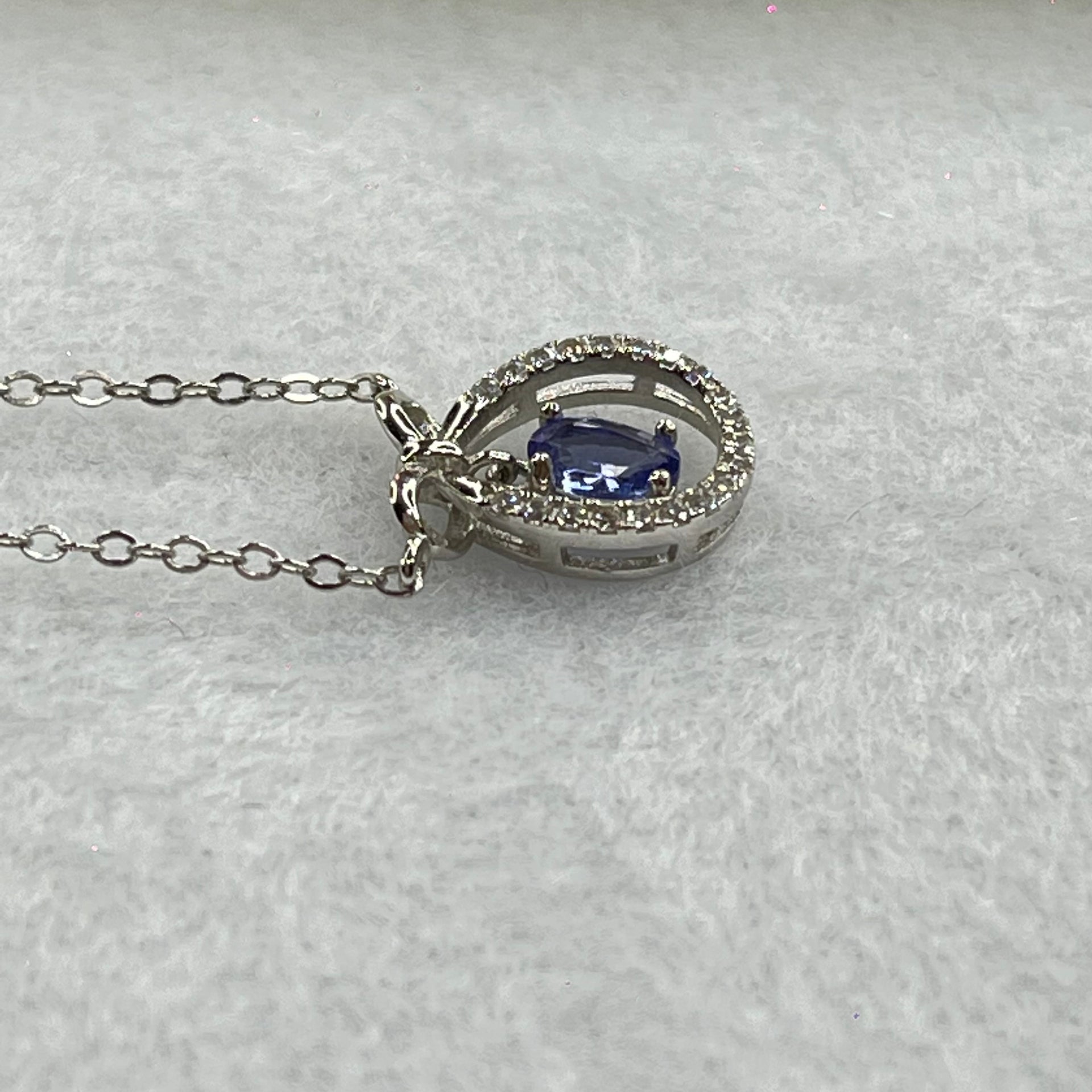 Natural Amethyst in S925 Sliver Necklace 1.85g by 5.5 by 3.6 by 2.2mm - Huangs Jadeite and Jewelry Pte Ltd