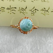 Natural Larimar in S925 Silver Rose Gold Color Ring (Adjustable Size) 2.04g 8.9 by 5.5mm - Huangs Jadeite and Jewelry Pte Ltd