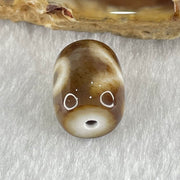 Natural Powerful Tibetan Old Oily Dark Brown with White Agate Patina Guiren Tairen Human Dzi Bead Totem Amulet Heavenly Master (Tian Zhu) 贵人天诛 2.70g 13.5 by 10.9mm - Huangs Jadeite and Jewelry Pte Ltd