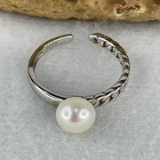 Natural-Fresh-Water-Pearl-in-S925-Sliver-Ring-1.54g-6.7-by-4.8mm-US-5.5-HK-11.8
