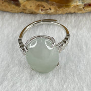 Natural Type A Semi Icy Faint Lavender Jadeite Oval Shape Cabouchon in S925 Silver Ring (Adjustable Size) 2.70g 14.8 by 11.1 by 4.5mm - Huangs Jadeite and Jewelry Pte Ltd