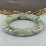 Type A Light Green with Emerald Green and Grey Patches Jadeite Bangle Internal Diameter 55.8mm 93.21g 13.4 by 13.1mm (Very Slight External Rough with Slight Internal Lines) - Huangs Jadeite and Jewelry Pte Ltd