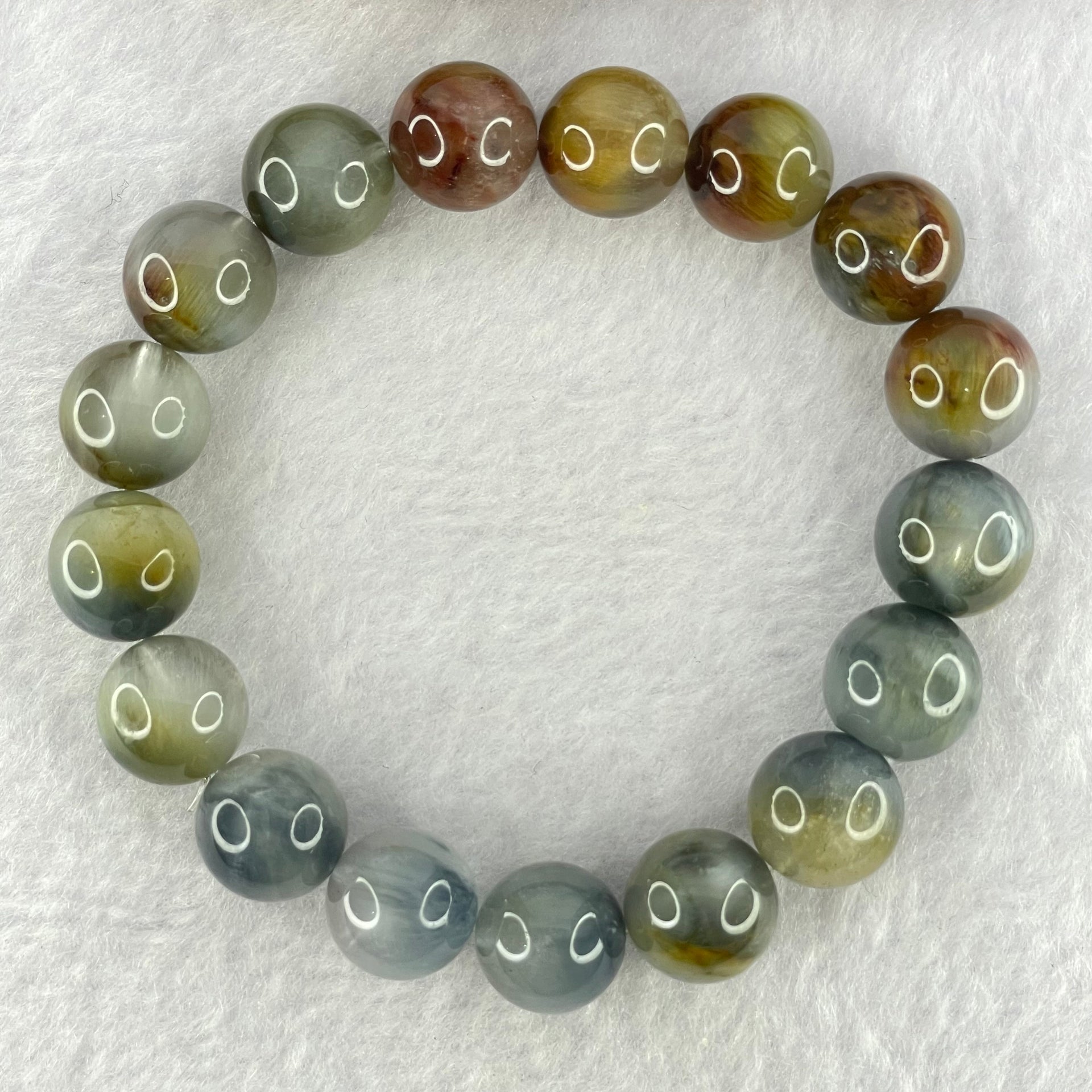 Good Grade Natural Blue Rutilated Quartz Bracelet 43.79g 18cm 12.6mm 17 Beads - Huangs Jadeite and Jewelry Pte Ltd