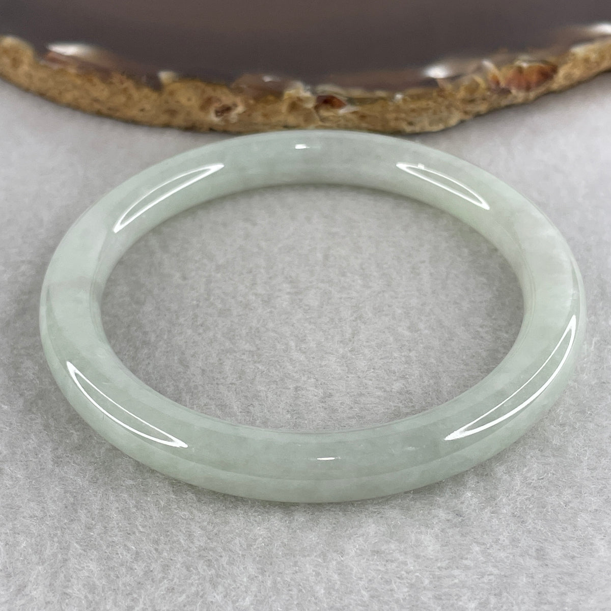 Natural Type A Light Green Jadeite Full Round Bangle | 55.6mm Yuan Tiao (33.96g 8.0x7.9mm | Perfect Grade | Imperial Wholeness & Heart Vitality) - Huangs Jadeite and Jewelry Pte Ltd