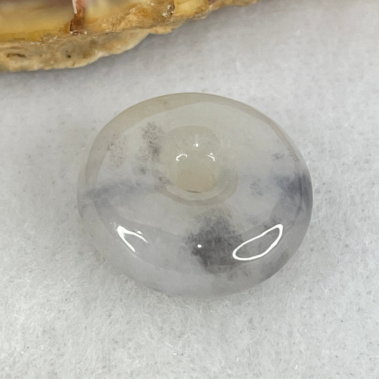 Type A Semi Icy Light Lavender With Wuji Grey Jadeite Ping An Kou Charm/Pendant 2.65g 14.6 by 6.0mm - Huangs Jadeite and Jewelry Pte Ltd