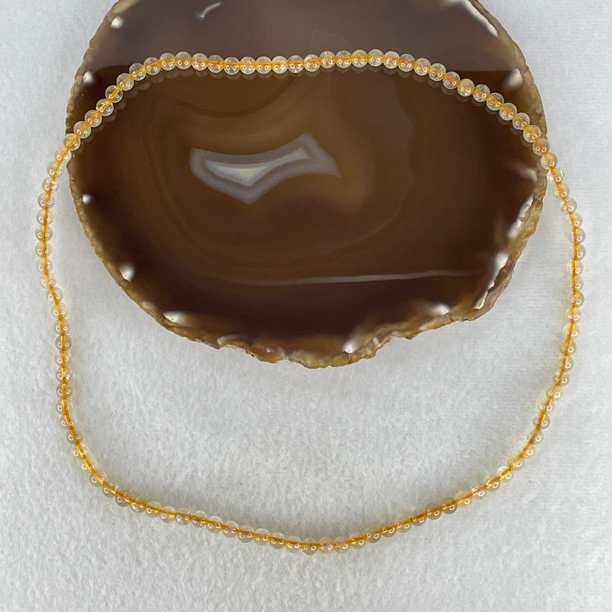 Average Grade Natural Yellow Citrine Crystal Beads Necklace | 5.6mm Golden Abundance (24.34g | 54cm Length | 104 Beads)