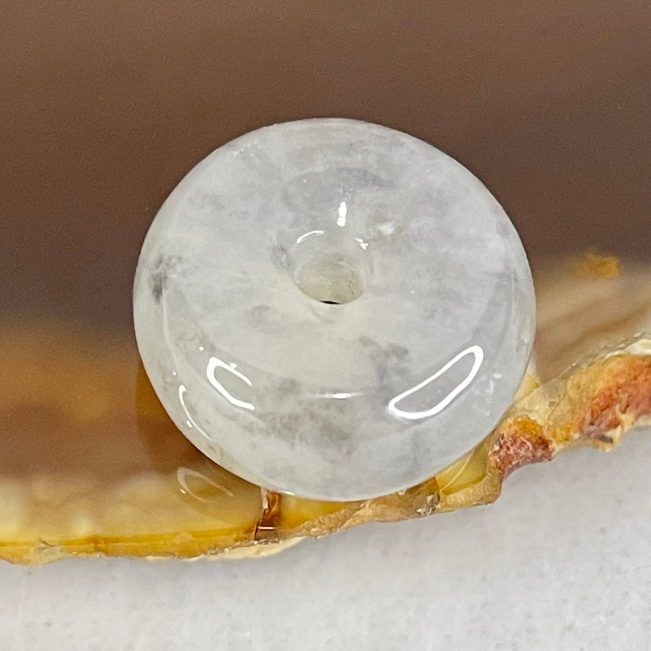 Type A Semi Icy Wuji Grey Jadeite Ping An Kou Charm/Pendant 2.86g 14.1 by 6.7mm - Huangs Jadeite and Jewelry Pte Ltd