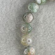 Natural Green with Pinkish Flower Agate Beads Bracelet 30.04g 16.5cm 10.8mm 19 Beads - Huangs Jadeite and Jewelry Pte Ltd
