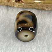Natural Powerful Tibetan Old Oily Dark and Light Brown Agate Cai Shen Dzi Bead Heavenly Master (Tian Zhu) 2.65g 13.4 by 10.5mm - Huangs Jadeite and Jewelry Pte Ltd
