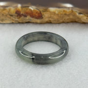 Type A Icy Wuji Grey Black Jadeite Ring 2.63g 5.1 by 3.1mm US8 HK17.5 (Very Slight Fine Internal Lines) - Huangs Jadeite and Jewelry Pte Ltd