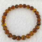 Natural Cognac Amber Beads Bracelet 4.14g 15cm 6.7mm 27 Beads - Huangs Jadeite and Jewelry Pte Ltd