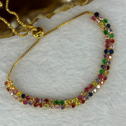 Multi Color Cubic Zirconia Crystals in 14KGF Bracelet (Adjustable Size) 5.49g each stone approx2.9 by 2.1mm - Huangs Jadeite and Jewelry Pte Ltd