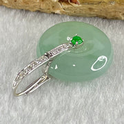 Type A Blueish Green Jadeite Ping An Kou Donut in 18K White Gold AU750 Clasps 4.91g 17.3 by 6.3mm - Huangs Jadeite and Jewelry Pte Ltd