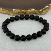 Natural Dark Matt Black Amber Beads Bracelet 天然大黑天翁琥珀手链 7.16g 15cm 8.3mm 22 Beads - Huangs Jadeite and Jewelry Pte Ltd