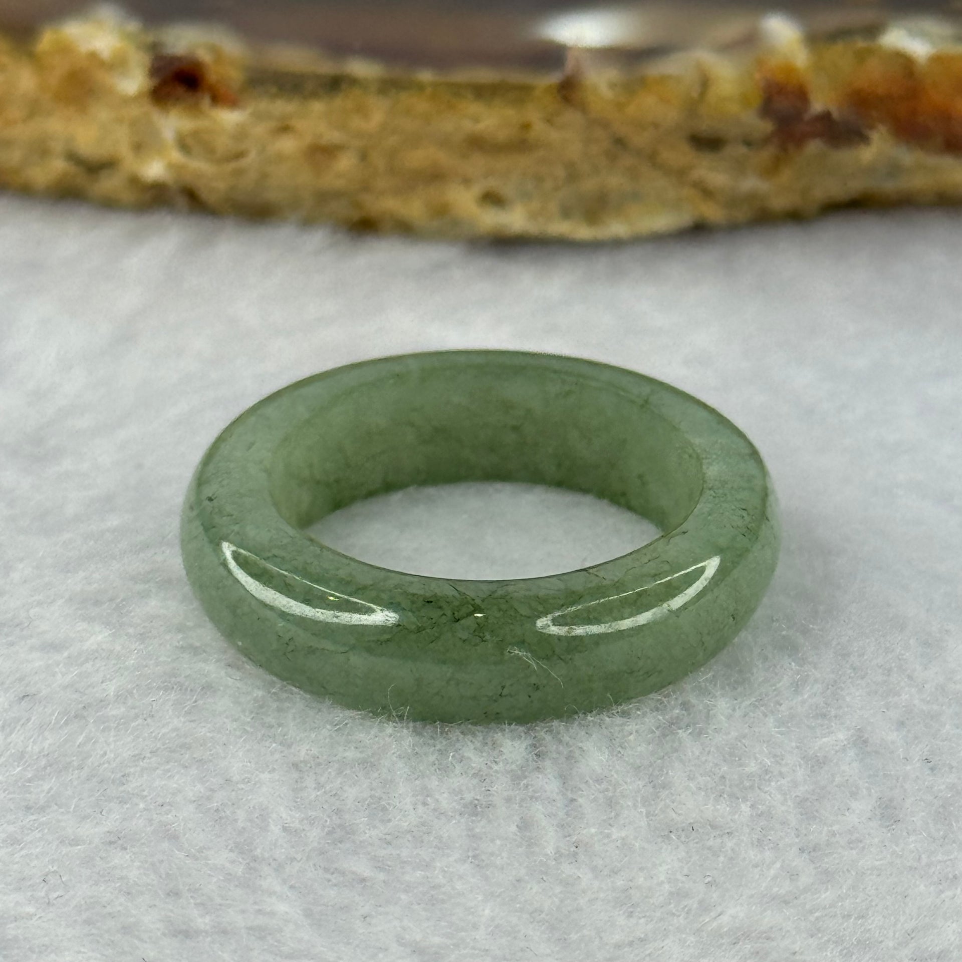 Type A Green Jadeite Ring 4.05g 6.0 by 3.9mm US7 HK15.5 (Slight External Line) - Huangs Jadeite and Jewelry Pte Ltd
