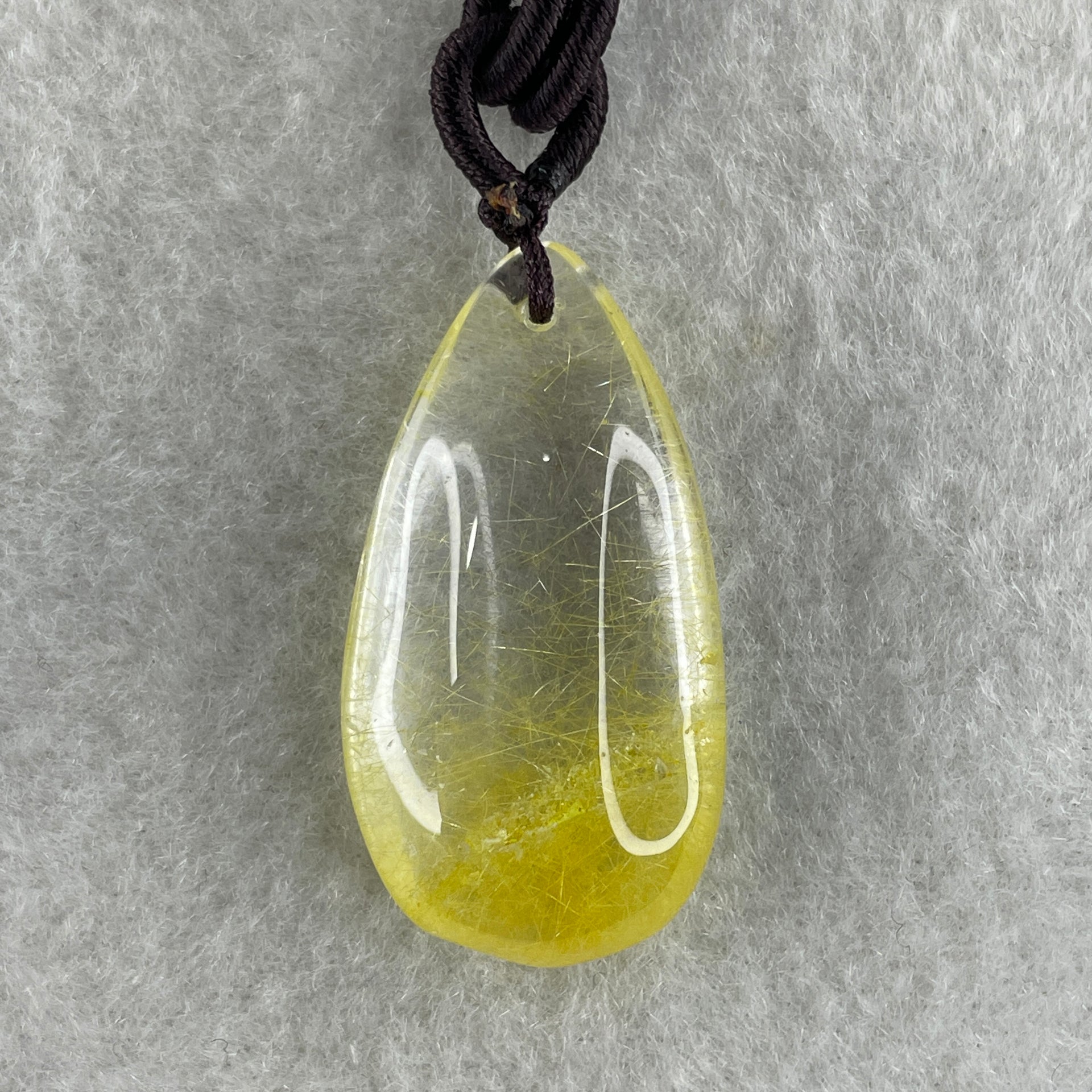 Natural Golden Rutilated Quartz Tear Drop Necklace 11.11g 33.8 by 17.2 by 9.0mm - Huangs Jadeite and Jewelry Pte Ltd