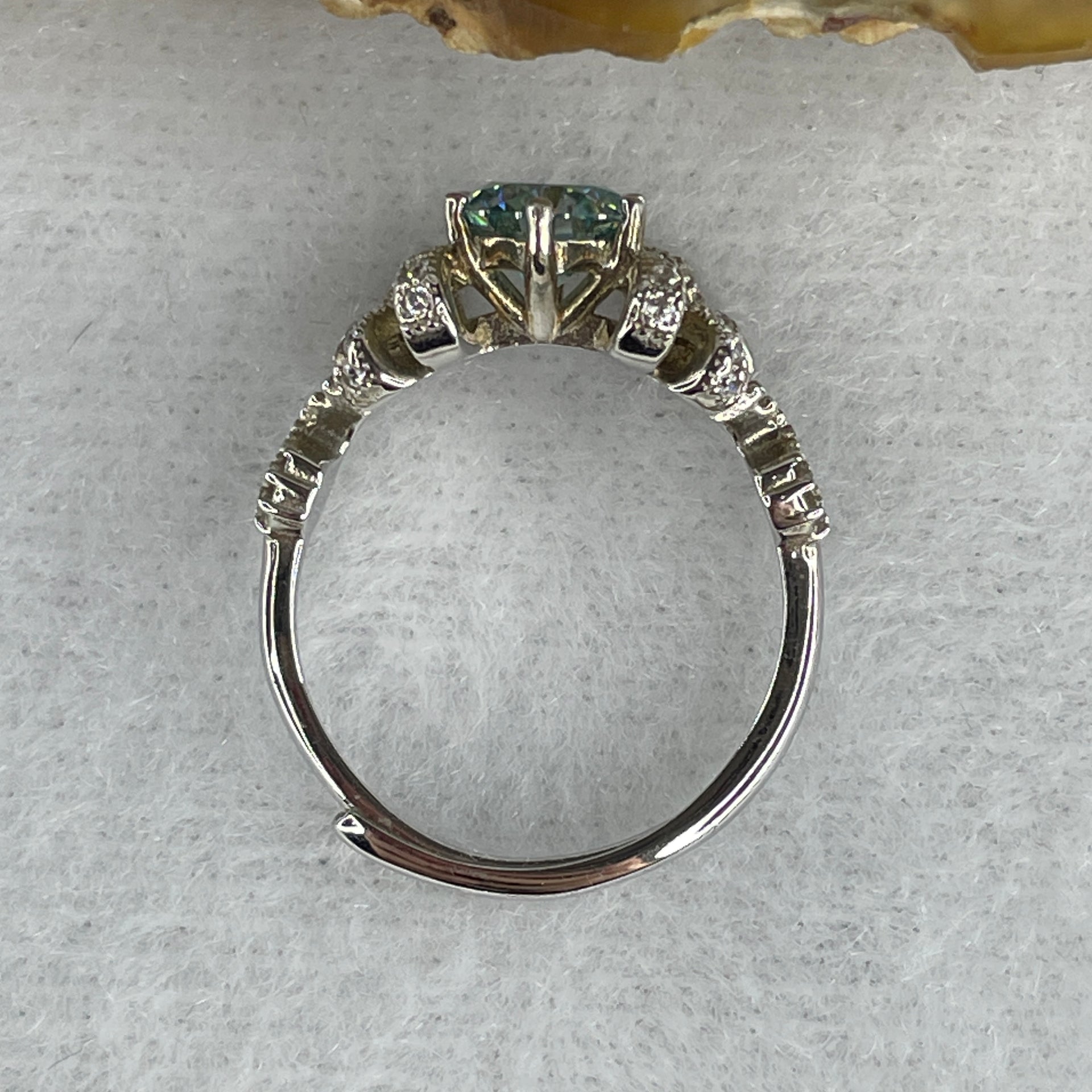 Blue Moissanite Ring in S925 Sliver 2.69g 6.7 by 4.5mm (Adjustable Size) - Huangs Jadeite and Jewelry Pte Ltd