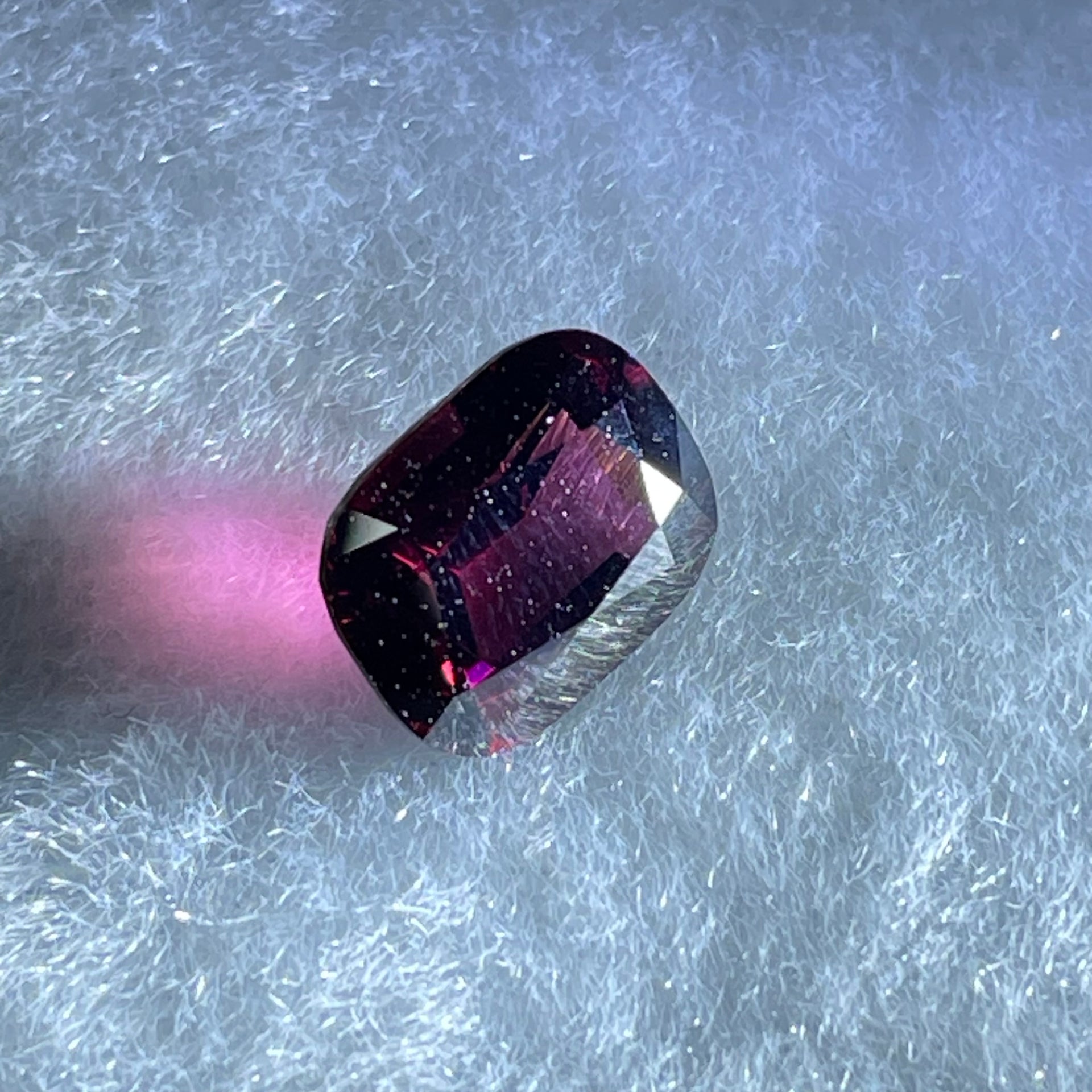 Natural Red Rhodolite Garnet Stone for Setting Cushion, brilliant/step cut 4.38cts 10.69 by 8.25 by 3.53mm NGI Cert No:32887346 - Huangs Jadeite and Jewelry Pte Ltd