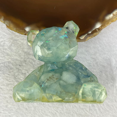 Acrylic with Natural Stones and Aquarmarine Bear Mini Display 113.27g 62.9 by 61.6 by 57.8mm - Huangs Jadeite and Jewelry Pte Ltd