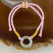 Type A Blueish Green Jadeite Ping An Kou Donut With String Bracelet 2.55g 15.1 by 6.2mm - Huangs Jadeite and Jewelry Pte Ltd