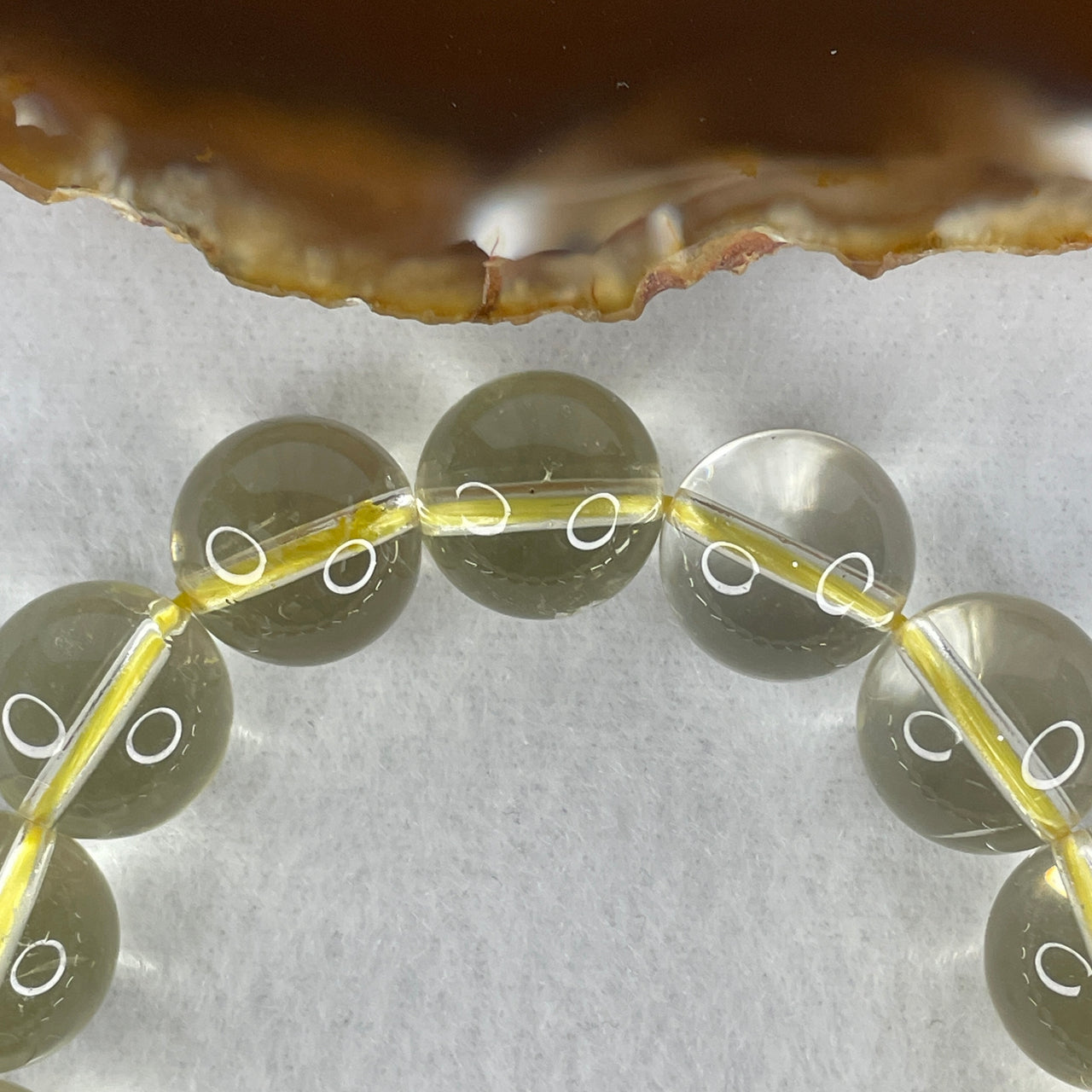 Wealth-Activating Natural Citrine Quartz Beads Bracelet | 100% Untreated Abundance Gemstone Stretch Bracelet (58.91g | 14.3mm Beads | 15 Beads | 16.5cm)