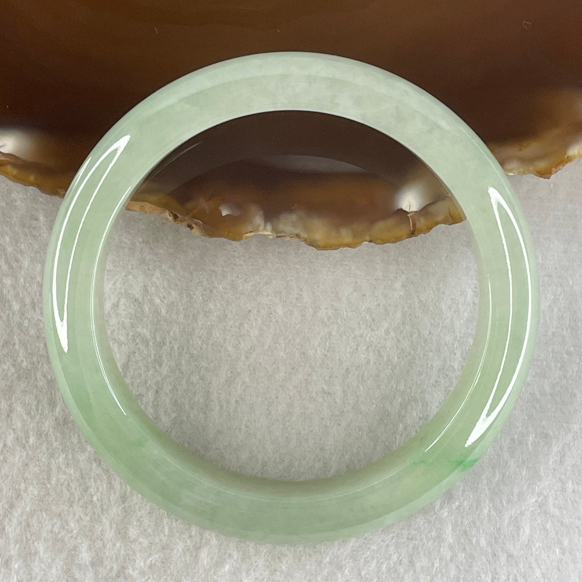 Certified Natural Type A Green Jadeite Flat Bangle | 53.6mm Inner Diameter (47.29g | 11.2x8.0mm | Heart Chakra Harmony, Serene Vitality & Wealth Shield)(Very Very Slight Internal Light)