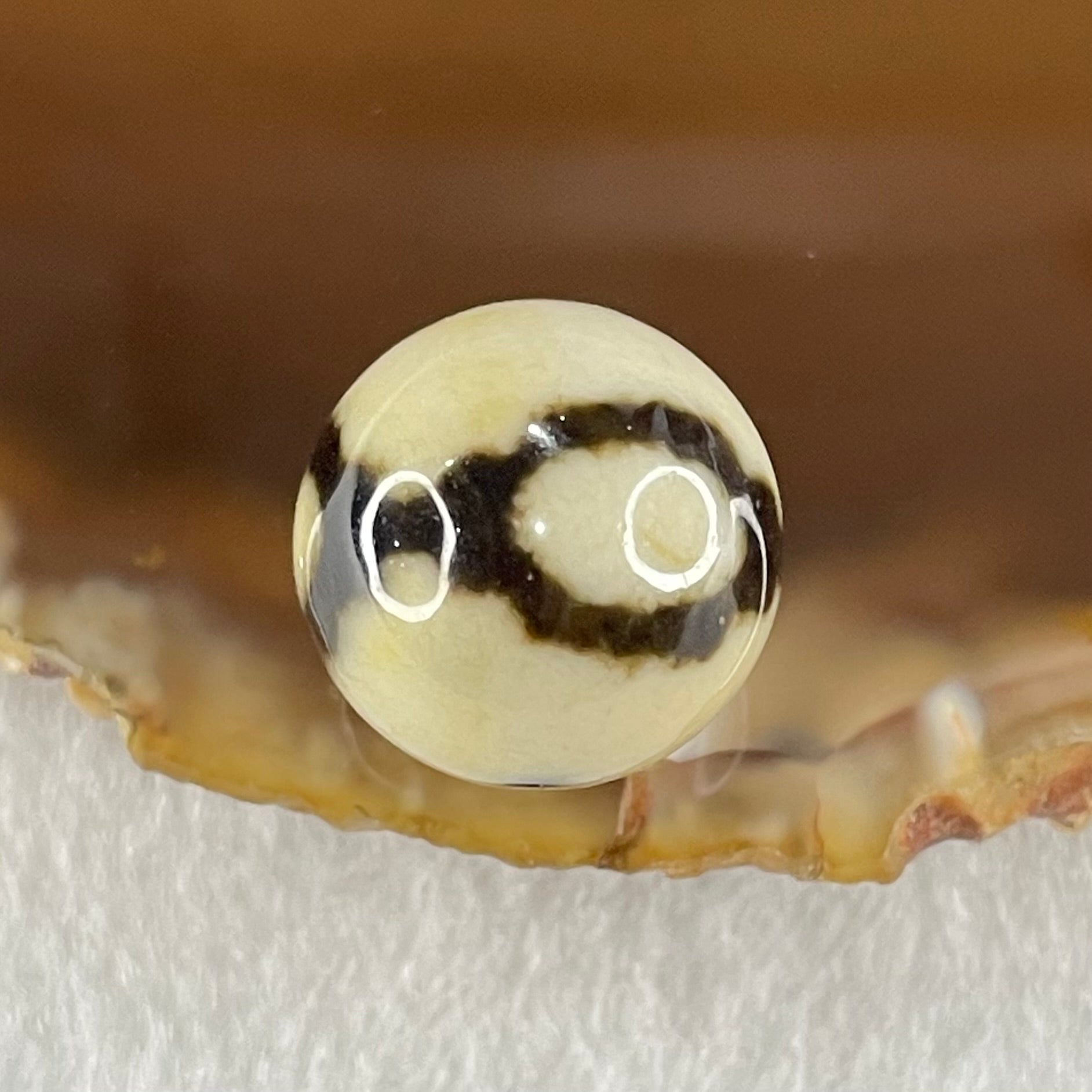 Natural Powerful Tibetan Old Oily Agate 3 Eyes Dzi Bead Heavenly Master (Tian Zhu) 三眼天诛 3.94g 14.2mm - Huangs Jadeite and Jewelry Pte Ltd