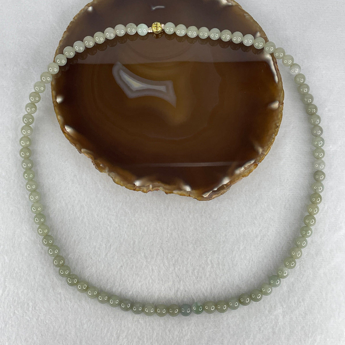 Natural Type A Light Green Jadeite Beads Necklace | Untreated Fei Cui Gemstone Strand (65.01g | 7.8mm Beads | 80 Beads | 60cm Length)