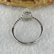 Type A Semi Icy Faint Lavender Tear Drop Shape Cabochon Jadeite in S925 Sliver Ring (Adjustable Size) 2.21g 12.4 by 7.4 by 5.0mm - Huangs Jadeite and Jewelry Pte Ltd