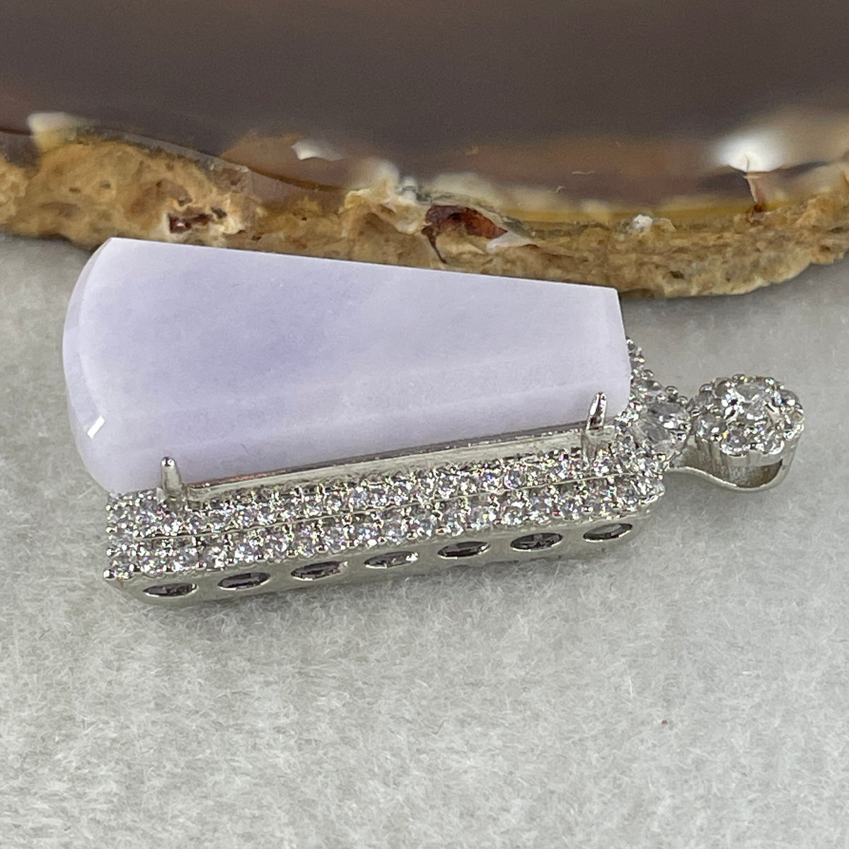 Natural Type A Lavender Jadeite Wushipai Pendant in S925 Silver | (11.34g | 31.0 x 17.5 x 4.2mm | Unobstructed Peace & Regal Protection Anchor, Feng Shui Harmony & Noble Charm Pendant) - Huangs Jadeite and Jewelry Pte Ltd