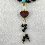 Natural Zitan Wood Beads with Turquoise Bracelet 15.30g 17cm 10.3mm 19 Beads - Huangs Jadeite and Jewelry Pte Ltd