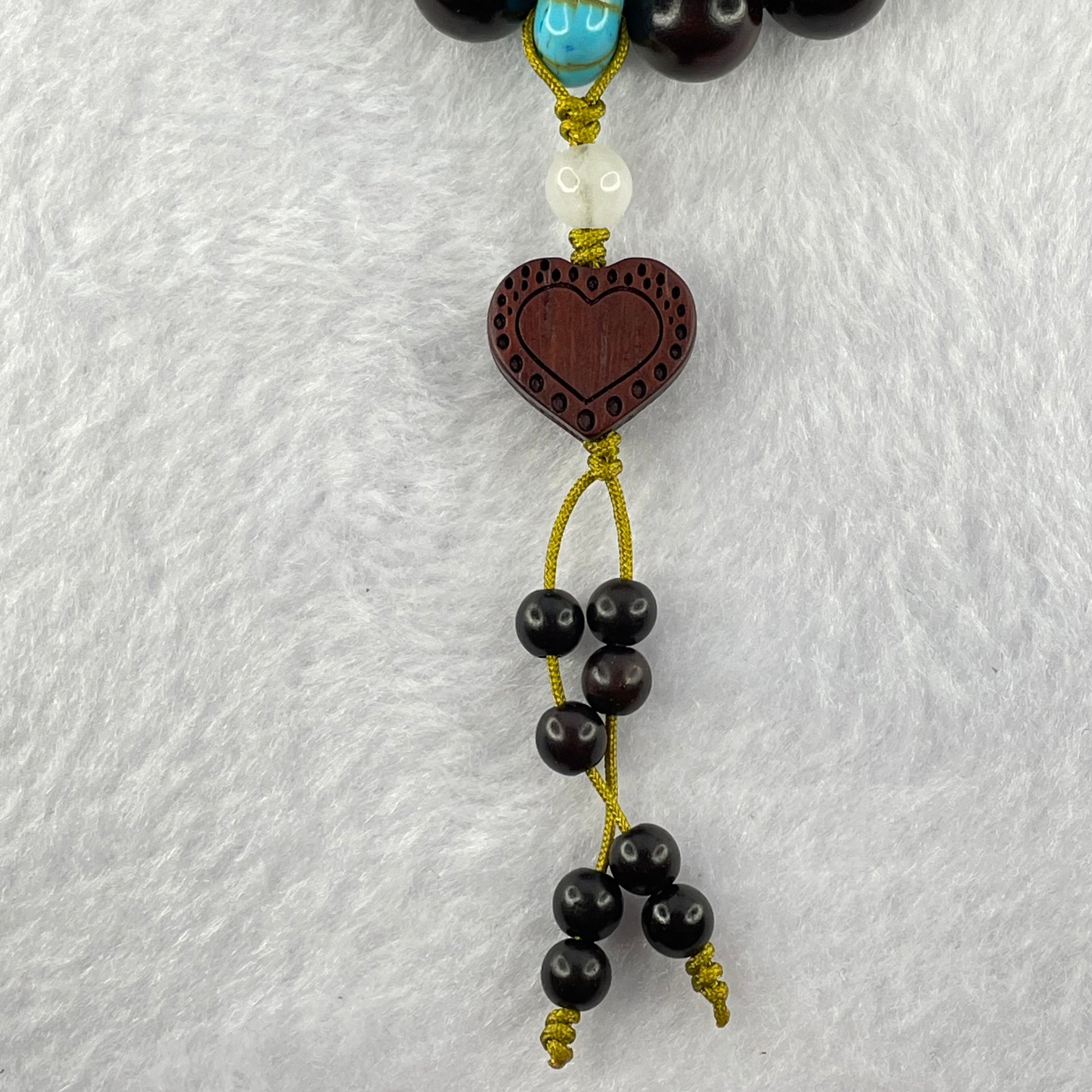 Natural Zitan Wood Beads with Turquoise Bracelet 15.30g 17cm 10.3mm 19 Beads - Huangs Jadeite and Jewelry Pte Ltd