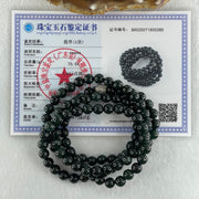 Rare High End Type A Highly Translucent Black Omphacite Jadeite Beads Necklace 70.94g 74cm 7.5mm 106 Beads - Huangs Jadeite and Jewelry Pte Ltd