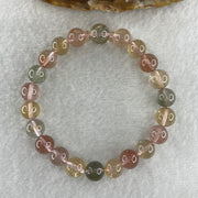Natural Pinkish with Green Rabbit Hair Rutilated Quartz Beads Bracelet 20.16g 16cm 9.2mm 22Beads - Huangs Jadeite and Jewelry Pte Ltd