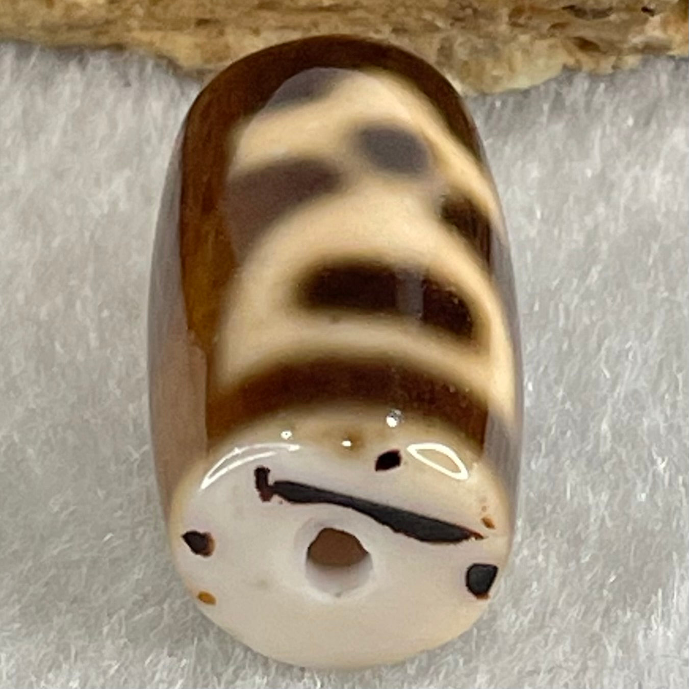 Natural Powerful Tibetan Old Oily Agate Double Cai Shen Dzi Bead Heavenly Master (Tian Zhu) 双财神长天珠 4.57g 19.5 by 11.7mm - Huangs Jadeite and Jewelry Pte Ltd