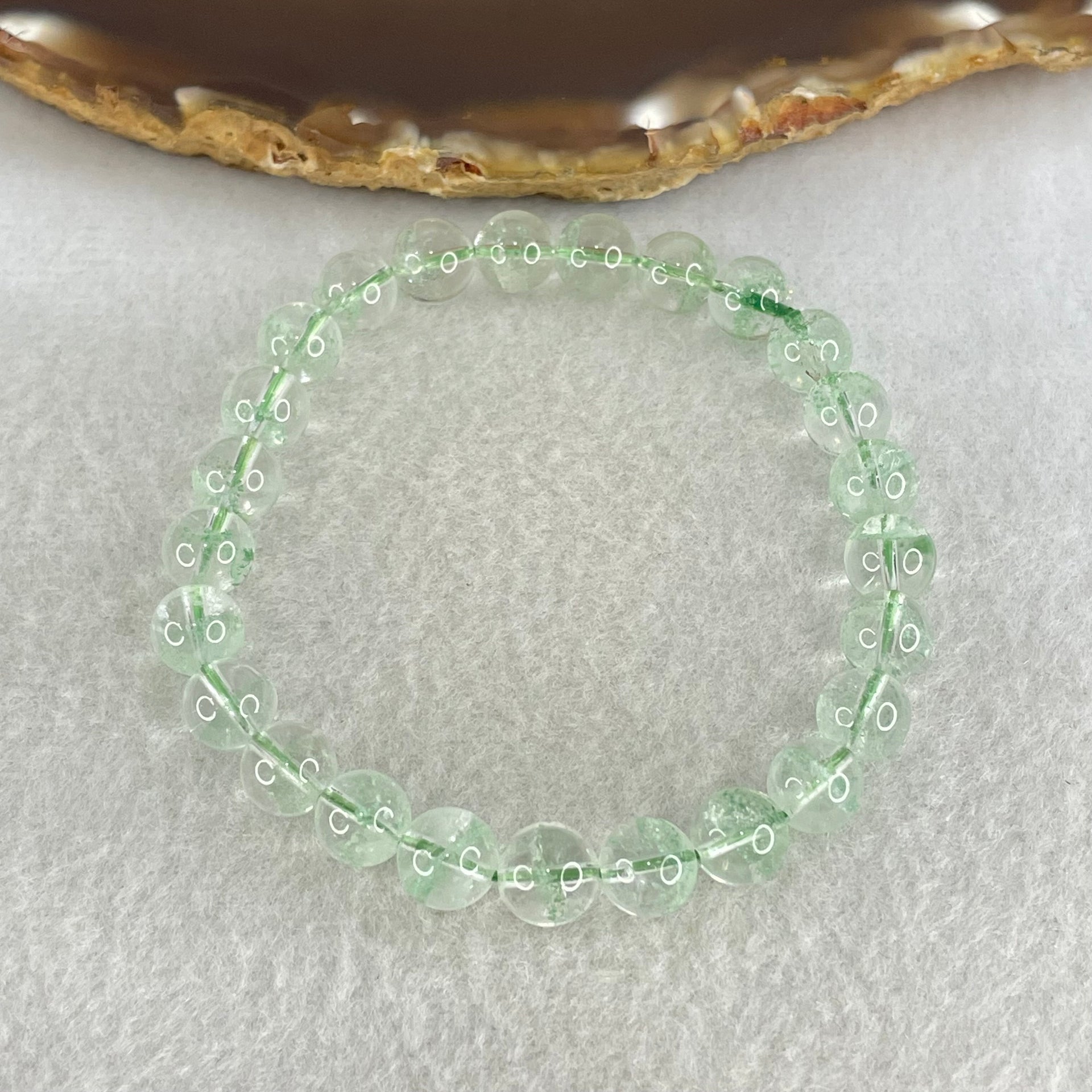Special Grade Natural Green Phantom Quartz Bracelet 15.15g 16cm 7.8mm 25 Beads - Huangs Jadeite and Jewelry Pte Ltd