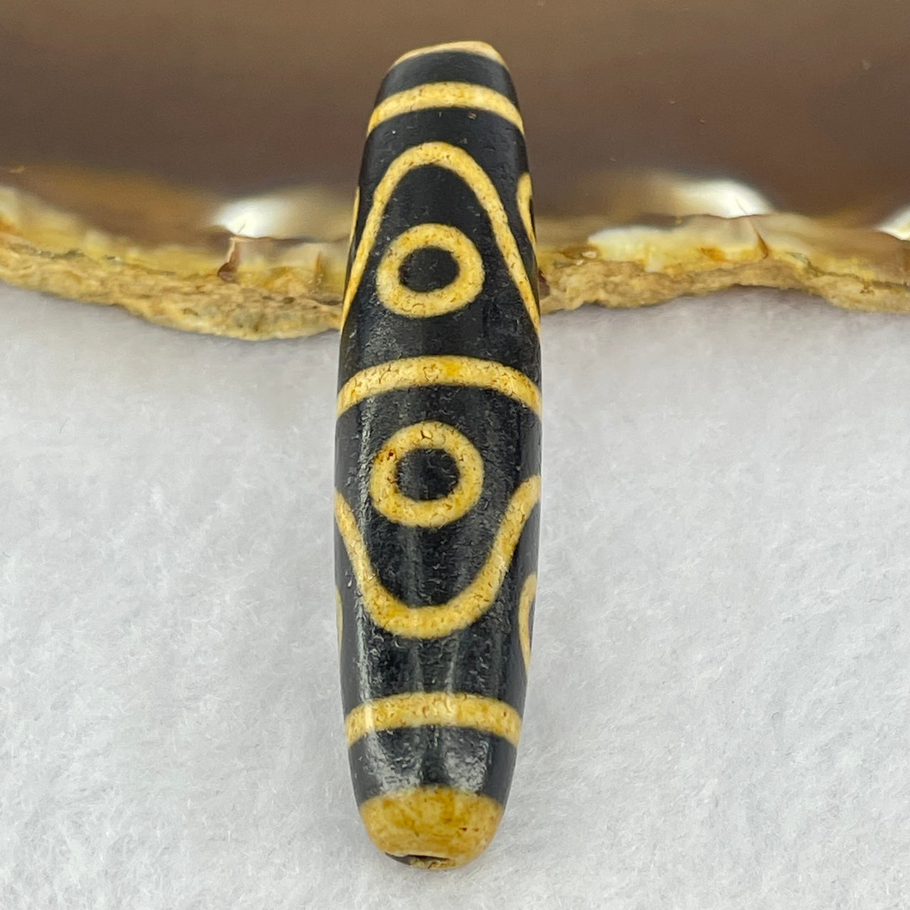 Natural Powerful Tibetan Old Oily Agate 8 Eyes Dzi Bead Heavenly Master (Tian Zhu) 八眼天诛 14.21g 57.2 by 12.9mm - Huangs Jadeite and Jewelry Pte Ltd