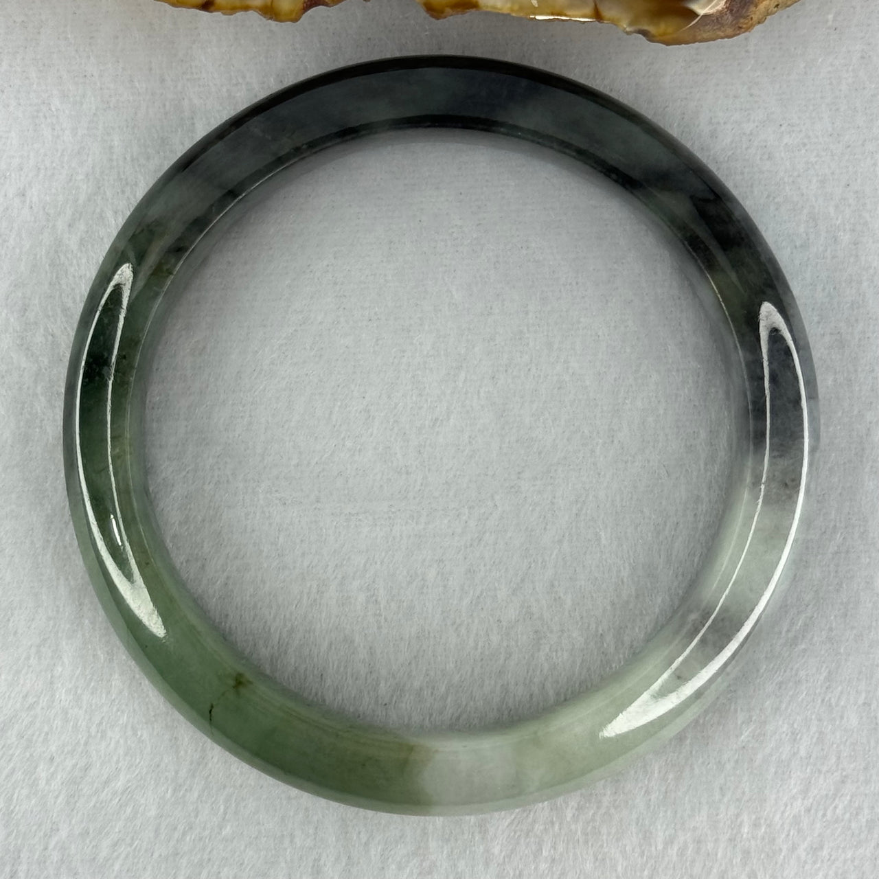 Type A Green and Wuji Black Grey Jadeite Bangle Internal Diameter 55.8mm 51.47g 12.4 by 8.1mm (Internal Lines) - Huangs Jadeite and Jewelry Pte Ltd