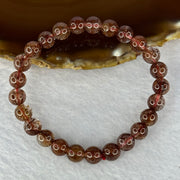 Natural Copper Rutilated Quartz Beads Bracelet 天然銅髮晶手镯 16.01g 16cm 7.9mm 25 Beads - Huangs Jadeite and Jewelry Pte Ltd