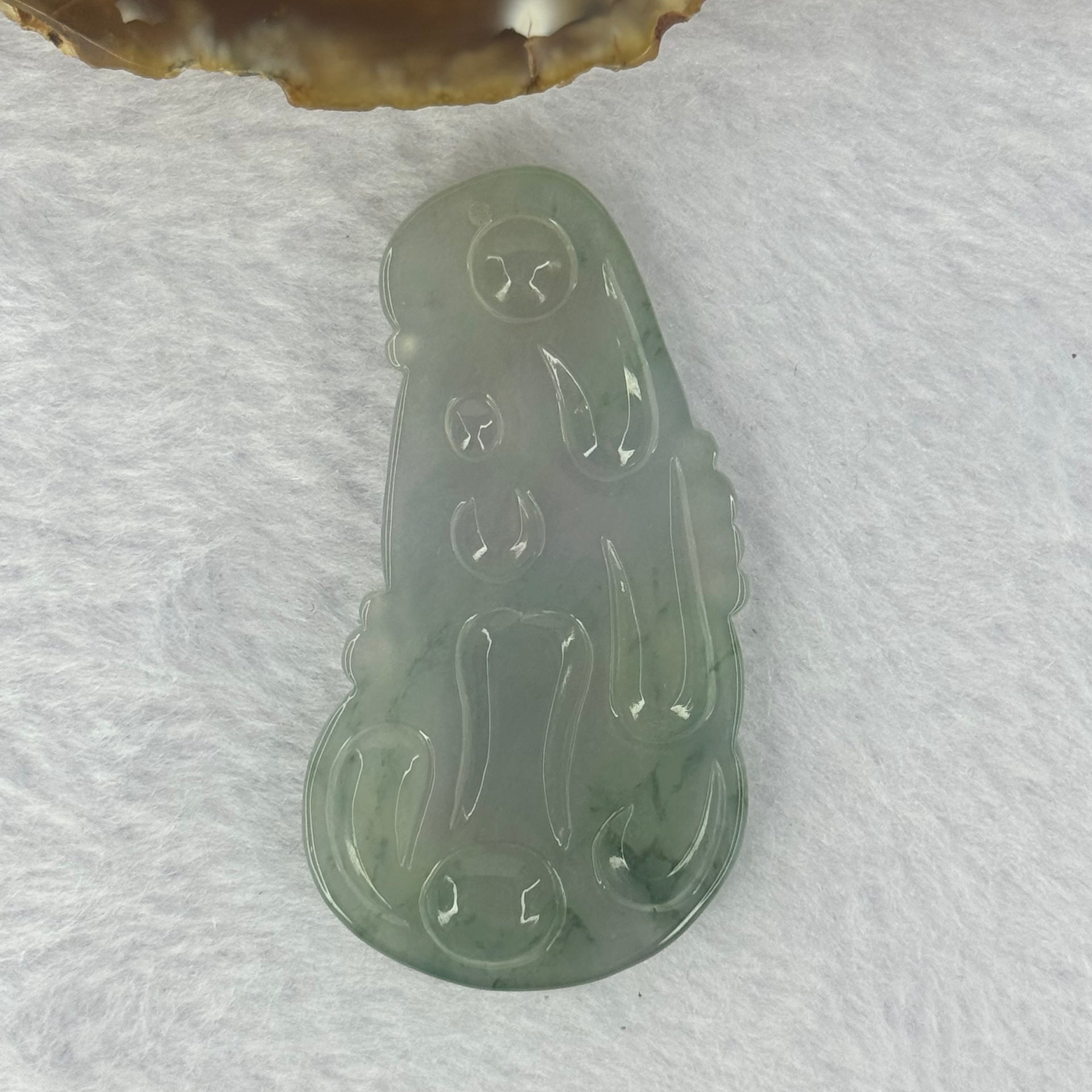 Certified Grandmaster Type A Icy Jelly Green Lavender Piao Hua Jadeite Buddha Pendent 18.65g 56.8 by 30.7 by 5.8mm - Huangs Jadeite and Jewelry Pte Ltd