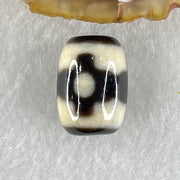Natural Powerful Tibetan Old Oily Dark Brown With White Agate 3 Eyes Dzi Bead Heavenly Master (Tian Zhu) 三眼天诛 4.61g 17.8 by 12.7mm - Huangs Jadeite and Jewelry Pte Ltd