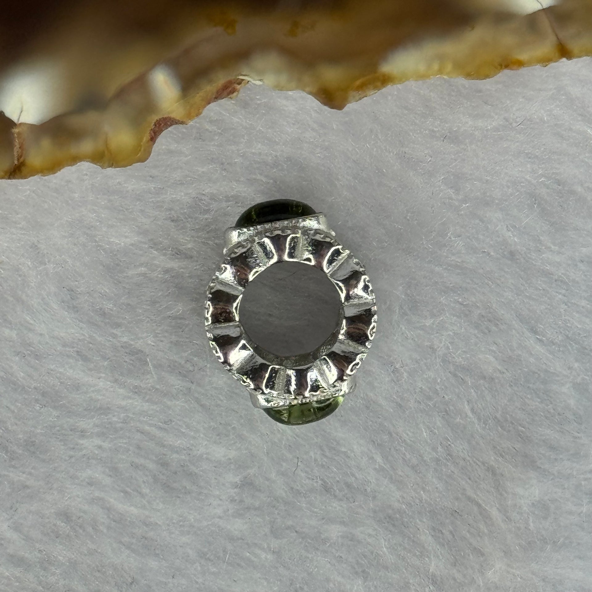 Natural Czech Republic Moldavite Meteorite Crystal in S925 Sliver Bracelet Charm 2.43g 15.1 by 11.9 by 9.4 / 6.7 by 3.8 by 2.0mm - Huangs Jadeite and Jewelry Pte Ltd