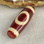 Natural Powerful Tibetan Old Oily Red White Agate One Eye Wood Element Dzi Bead Heavenly Master (Tian Zhu) 一眼木元素天珠 9.77g 37.6 by 13.0mm - Huangs Jadeite and Jewelry Pte Ltd